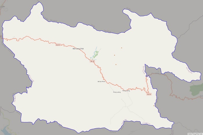 Vị trí địa lý Mù Cang Chải trên bản đồ tỉnh Yên Bái